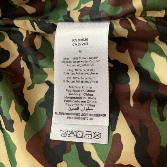 Ecko Unltd. Dark Blue Denim Puffer Winter Vest w/ Camo Lining Hidden Hood Size M - Picture 5 of 7